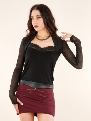 Toonzshop Ayläa Semi Transparent Bolero Felsők Női Fekete | MSYNFUQ-40