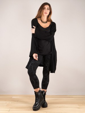 Toonzshop Earwen Knitted Long Jacket Kabát Női Fekete | YEIMPUL-75