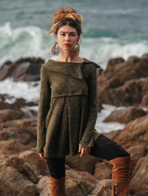 Toonzshop Ekantika Tunic Pullover Pulóver Női Zöld | YNQIMWO-10