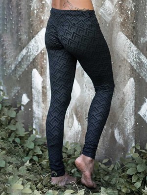 Toonzshop Hatha Longma Printed Long Leggings Leggings Női Fekete | VYGJAPC-91