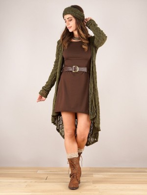 Toonzshop Kalyäa Crochet Cardigan Kardigán Női Olivazöld Zöld | LGOQXCP-84