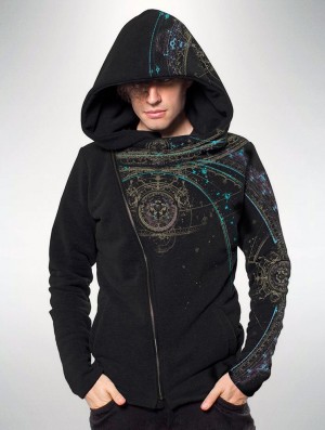 Toonzshop Portal Zip Up Hoodie Kapucnis Pulóver Férfi Fekete | XNJKBIA-35