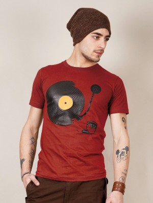 Toonzshop Record Painter Printed Short Sleeve T-shirt Póló Férfi Piros | WLJHFKM-24