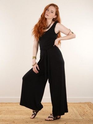 Toonzshop Samatra Sleeveless Flared Jumpsuit Jumpsuit Női Fekete | FRCDKSA-18