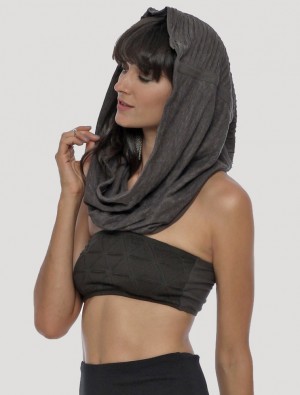 Toonzshop Straps Hooded Neck Warmer Scarves & Snoods Női Charcoal | WNXCDPZ-82