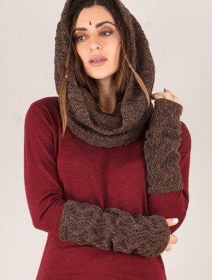 Toonzshop Yüm Crochet Arm Warmers Fingerless gloves-legwarmers Női Barna | VWAHEQS-76